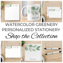 Watercolor Greenery Personalized Stationery