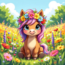 Pretty Pony with Flowers 
