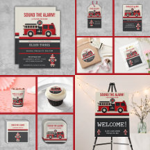 Sound the Alarm Minimalist Firefighter Baby Shower