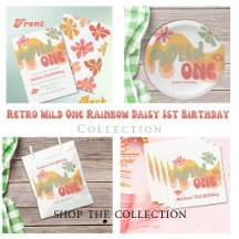 Retro Wild One Rainbow Daisy 1st Birthday 
