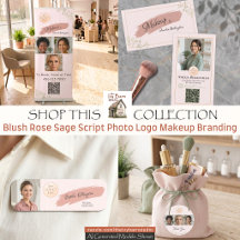 Blush Rose Sage Script Photo Logo Makeup Branding 