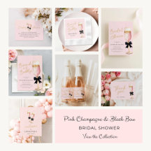 Pink Champagne & Black Bow Bridal Shower