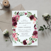 Boho Burgundy & Blush Watercolor Floral