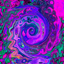 Groovy Abstract Retro Magenta and Purple Swirl