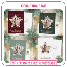 Geometric Star Foil Christmas Cards & Postcards