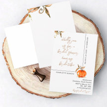 Autumn bridal shower Watercolor Pumpkin 