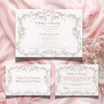 Pink Baby Girl Vintage Elegant Baby Shower