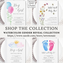 Watercolor Gender Reveal Collection.