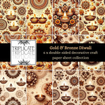 Gold and Bronze Diwali Scrapbook Paper