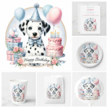 Cute Pastel Puppy Dalmatian - Birthday Party