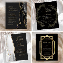 Black and Gold Budget Wedding Invitations