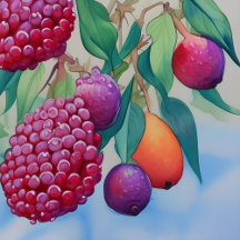 Purple and Orange Watercolor Fruit