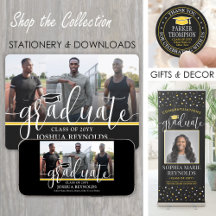 Black, White & Gold Modern Graduation Celebration