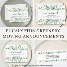 Watercolor Greenery Moving Announcements