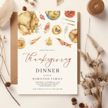 Watercolor Autumn Fall Turkey Thanksgiving