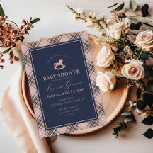 Classic Pink Plaid Rocking Horse Party Collection