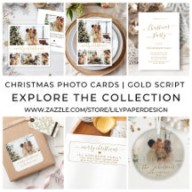 Best Selling Gold Script Christmas Photo Card Set