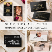 Elegant Script Photo Makeup Business Cards
