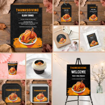 Chalkboard Thanksgiving Roasted Turkey Baby Shower