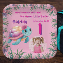 "Oneder-the-sea” Floral Sea Turtle Kids Birthday