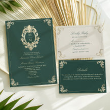 Emerald Green Baroque Wedding Invitation Suite