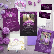 Purple Jewel Tones, Rhinestone Tiaras Quinceañera