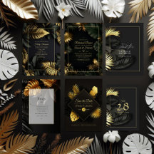 Black and Gold Tropical Wedding