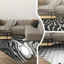 Black And White Geometric Modern Area Rugs