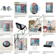Gifts with colorful wall, door and shutters design