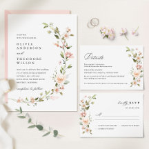 Peach Blush Watercolor Floral Wedding Suite