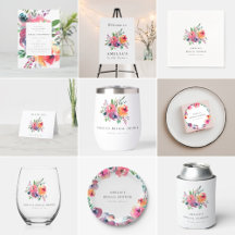 Colorful Watercolor Floral Bridal Shower Suite