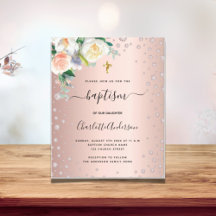 Baptism - rose gold florals