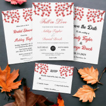 Romantic Tree Red Fall Leaves Wedding Collection