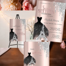 Glitter Drips,Dress,Eiffel Tower Sweet 16