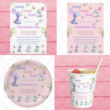 PINK DINOSAUR GIRL'S 1ST BIRTHDAY