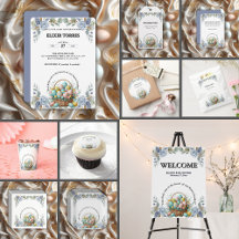 Elegant Blue Floral Easter Egg Basket Baby Shower