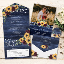 Sunflower Navy Blue Barn Wood and Roses Wedding
