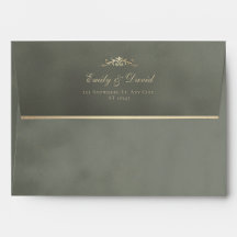 Gold Frame & Velvet Texture Wedding Envelope