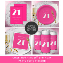 Girls Hot Pink 21st Birthday Party Suite