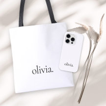 Black White Simple Modern Monogram Name Gift Ideas