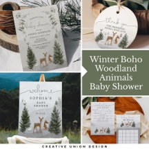 Winter Boho Woodland Animals Baby Shower Theme