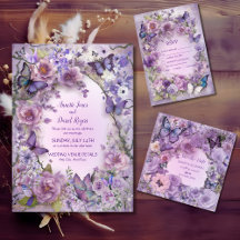 Vintage Botanical Butterfly Lavender Wedding