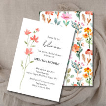 Boho Wildflower, Rustic Bridal Shower Invitation