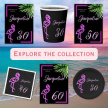 Retro Neon Tropical Flamingo Birthday Party