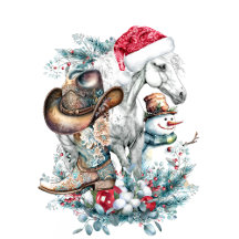 Horse in Santa hat Cowboy