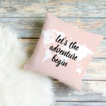 Positive Pink Let's The Adventure Begin World Map 