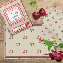 Cherries & Red Zig Zag Stripe Cottage Core