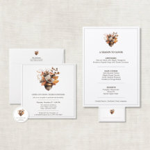Rustic Acorn Floral Fall Thanksgiving Stationery