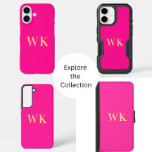 Modern Monogram Initials Hot Pink Phone Cases