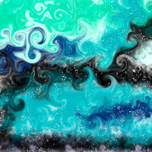 Teal, Blue and Black Fluid Art